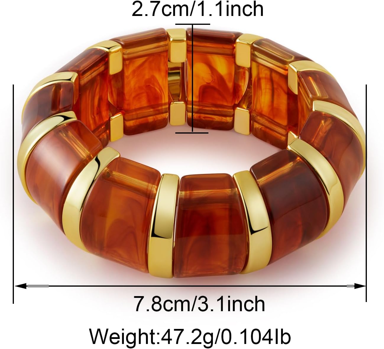 YBMYCM Acrylic Chunky Bangles Bracelets for Women Resin Gold-plated Stackable Stretch Bracelet Wide Wristbands Gift Jewelry - Image 6