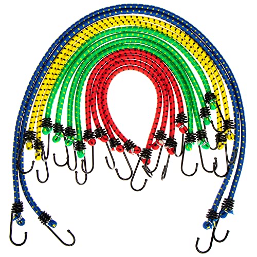 com-four® 10x Spanngummi mit Haken Expander Set – extra Starke Gepäckspanner, 4 Verschiedene Längen – ideal für Auto, Fahrrad, Camping – Expanderseil mit Metallhaken belastbar bis 30 kg