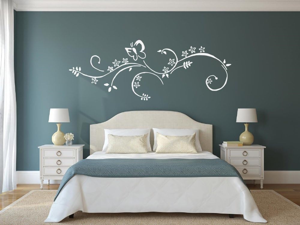 WANDTATTOO 72463 Größe 140x52cm weiß Blumenranke Schmetterlinge, Ranke ...