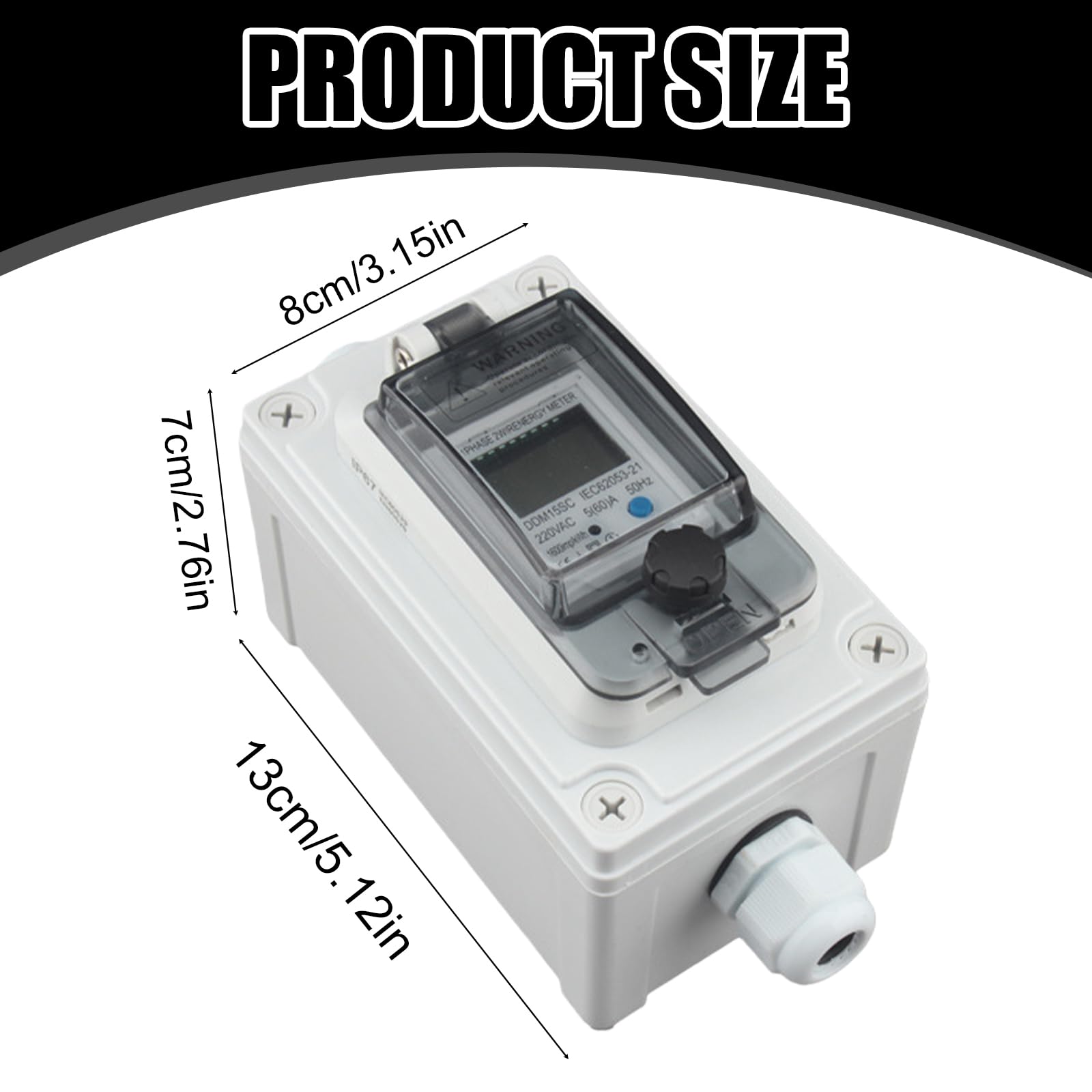 Medidor de corriente digital móvil 230 V 16 A, IP67 resistente al agua para exteriores con interruptor de protección FI, contador intermedio de corriente con enchufe y acoplamiento para autocaravanas