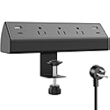 Desk Clamp Power Strip,40W Fast Charging Station,Desktop Mount Surge Protector,2 PD 20W USB C Ports,3 Outlets for Home,Office,Fit 1.9