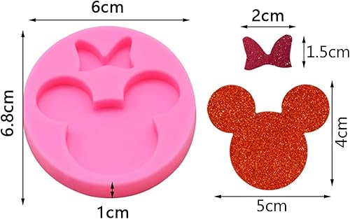 Miniatura 2 de Lindo llavero de lazo de cabeza de ratón, moldes de silicona para resina epoxi, molde de fondant para decoración de pastel de caramelo de chocolate