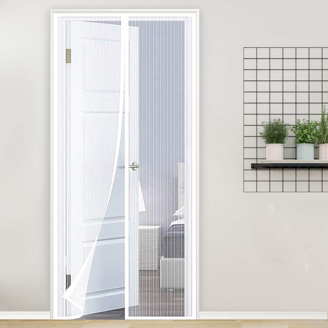 Moustiquaire de porte 95x205cm blanc pour balcon et coulissant
