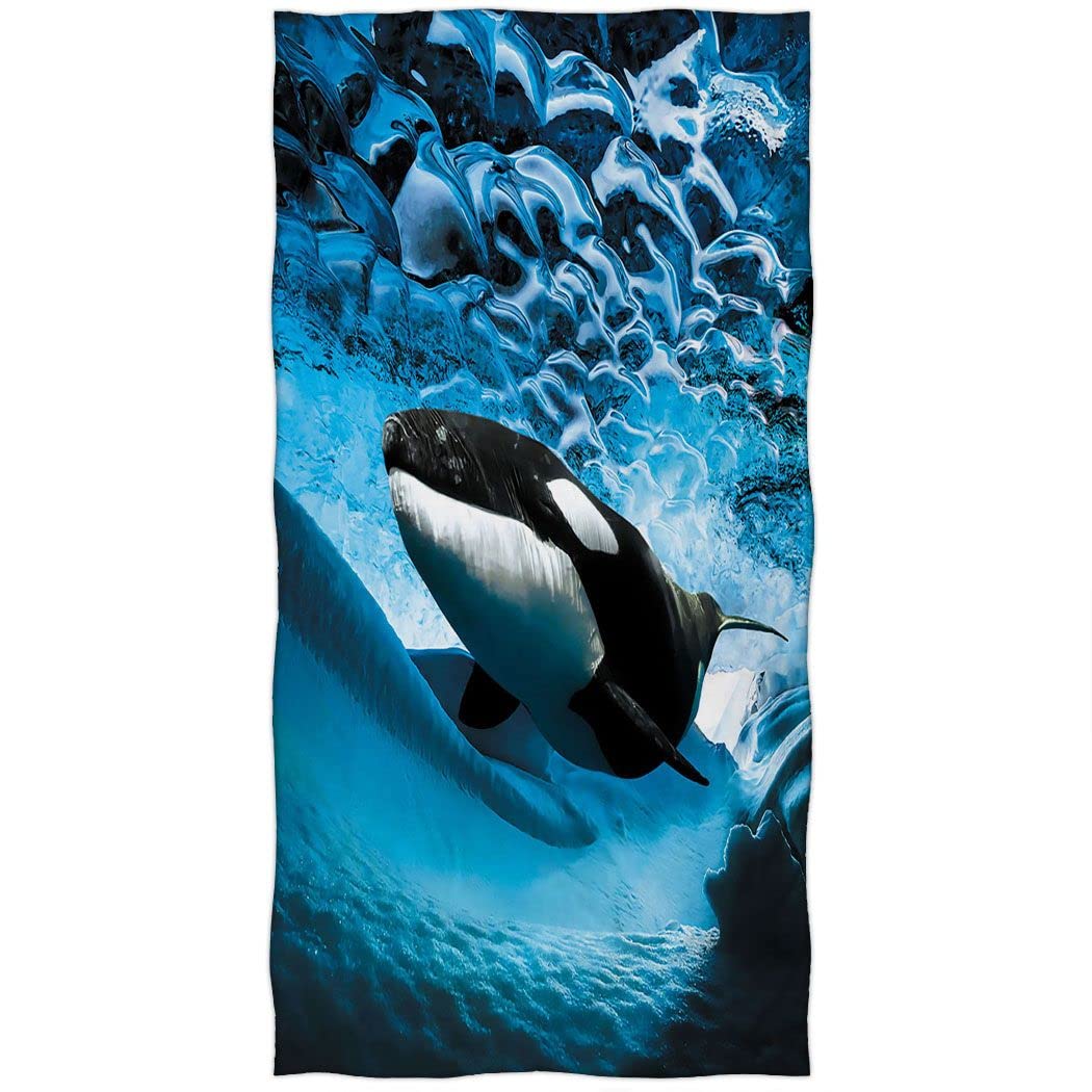 Zomer Beach Towel 70 x 140 cm Printed Microfibre Bath Towel Terry Cloth Orca Whale