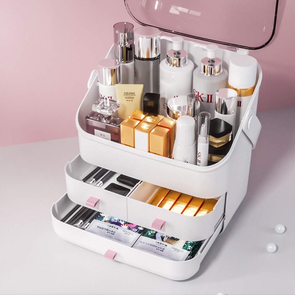 Caja Organizador de Maquillaje Organizador Cosméticos, cajón de Maquillaje Ajustable, se Adapta a Joyas, cepillos, Barras de Labios y cremas Saludable