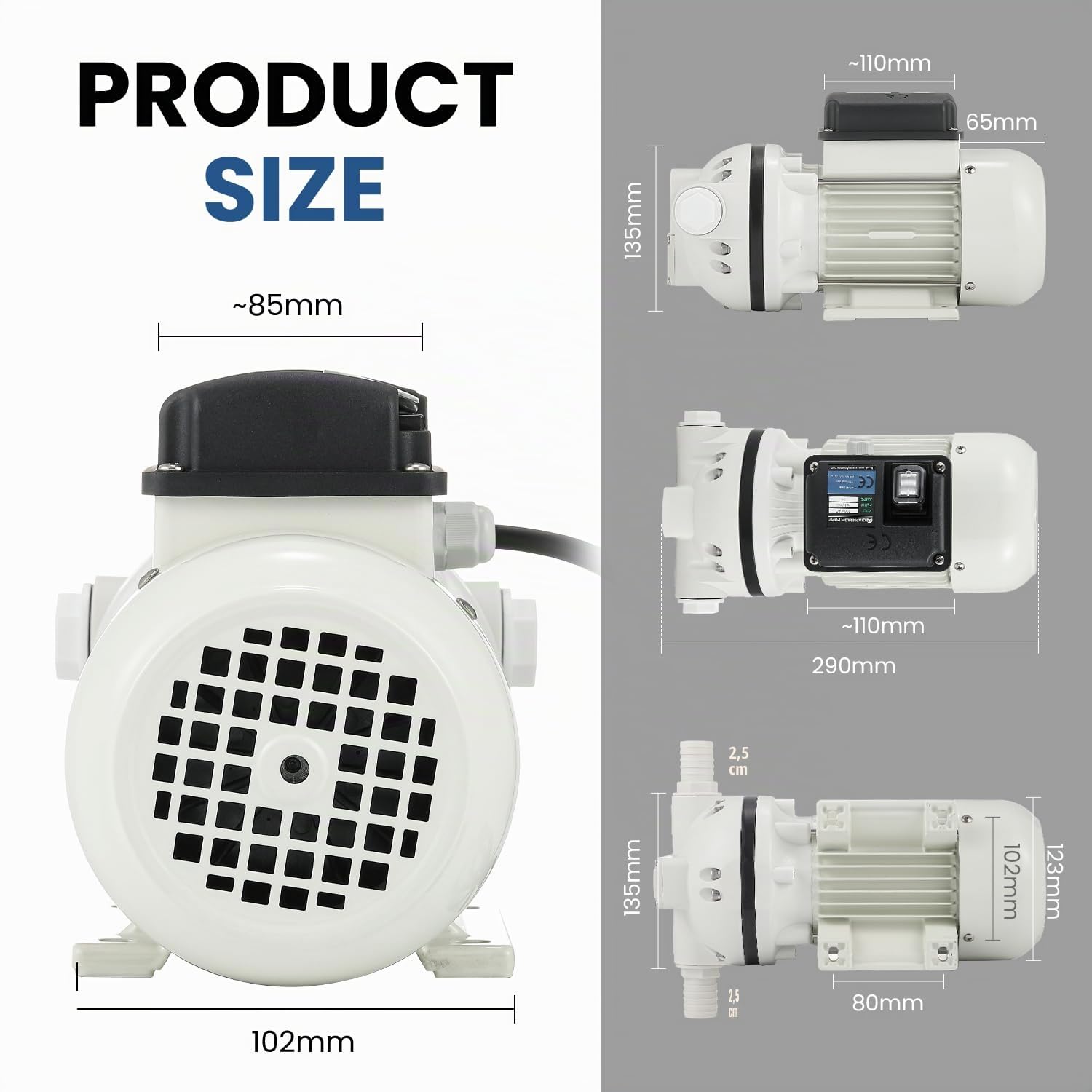 Mxmoonant 220V CA Bomba de Diafragma Multilíquido, 25 Psi, 1,7 Bar, 400W, 40 Lpm/min, Autocebante, Arranque/Parada con un Solo Toque, para Diesel, DEF, ADblue, Urea, Bebidas