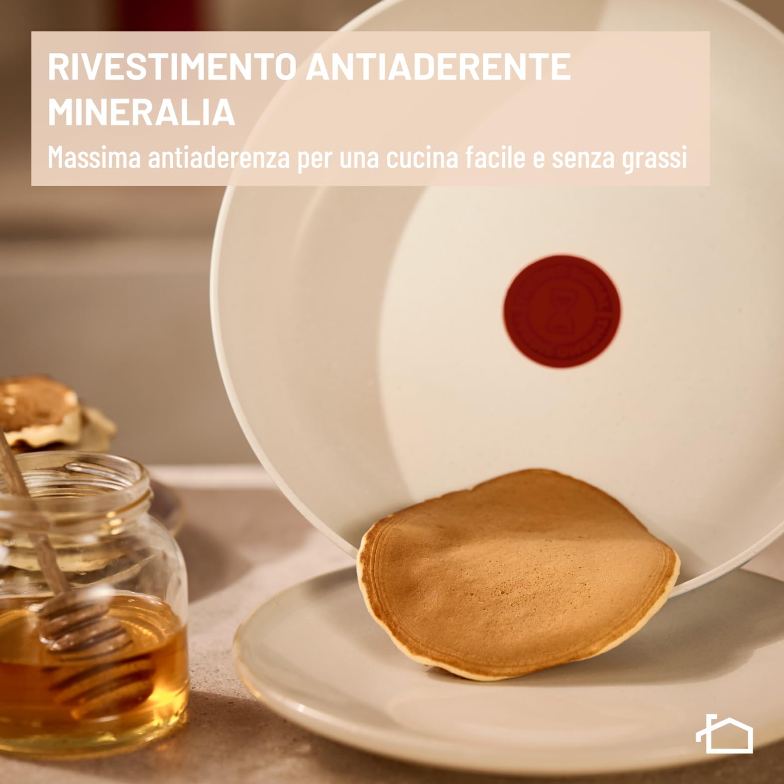 Lagostina Brezza, Casseruola Fonda con Manico Lungo Antiaderente Ø 16 cm, Rivestimento Mineralia, Indicatore di Calore Thermo-Signal, Manico Rivettato, Compatibile con Induzione