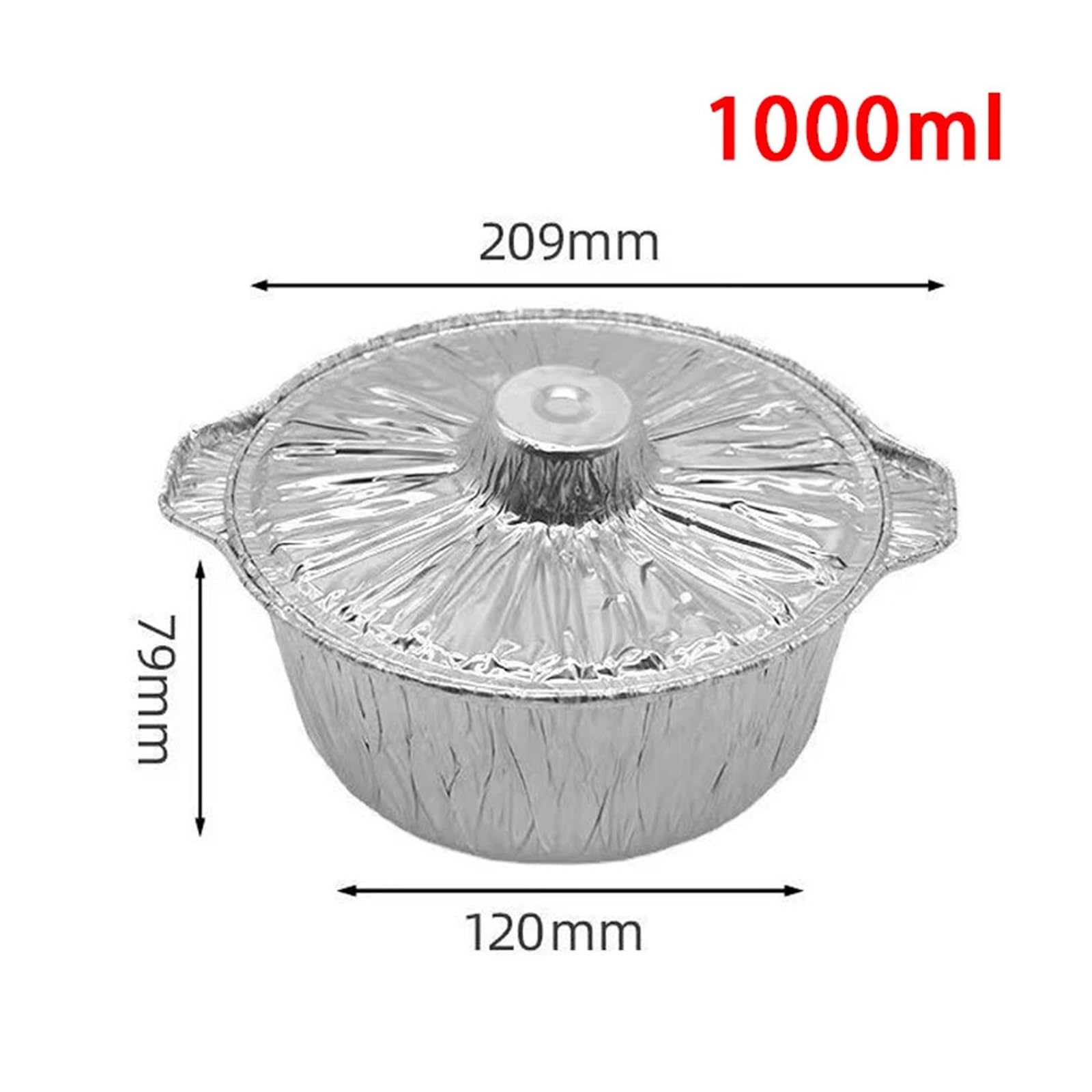 Pentole in foglio di alluminio da 10 pezzi Per Cucina | Utensili monouso for pentole calde, picnic, campeggio, senza lavare(1000ml)