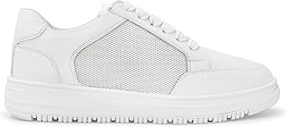 حذاء رياضي للرجال من جلد طبيعي 100% مع شبكة جيدة التهوية ونعل مطاطي خفيف الوزن، حذاء رياضي عصري أنيق للارتداء اليومي من بريو