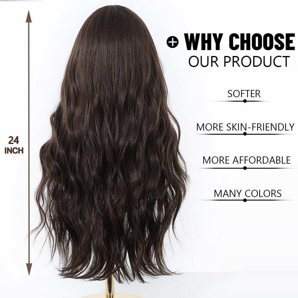 Esmee Long Wavy Brown Wigs for Women Natural Synthetic Hair Ombre Wig for Daily & Party Use, Brown 1296-1, 24 Inch (Pack of 1) - Image 4