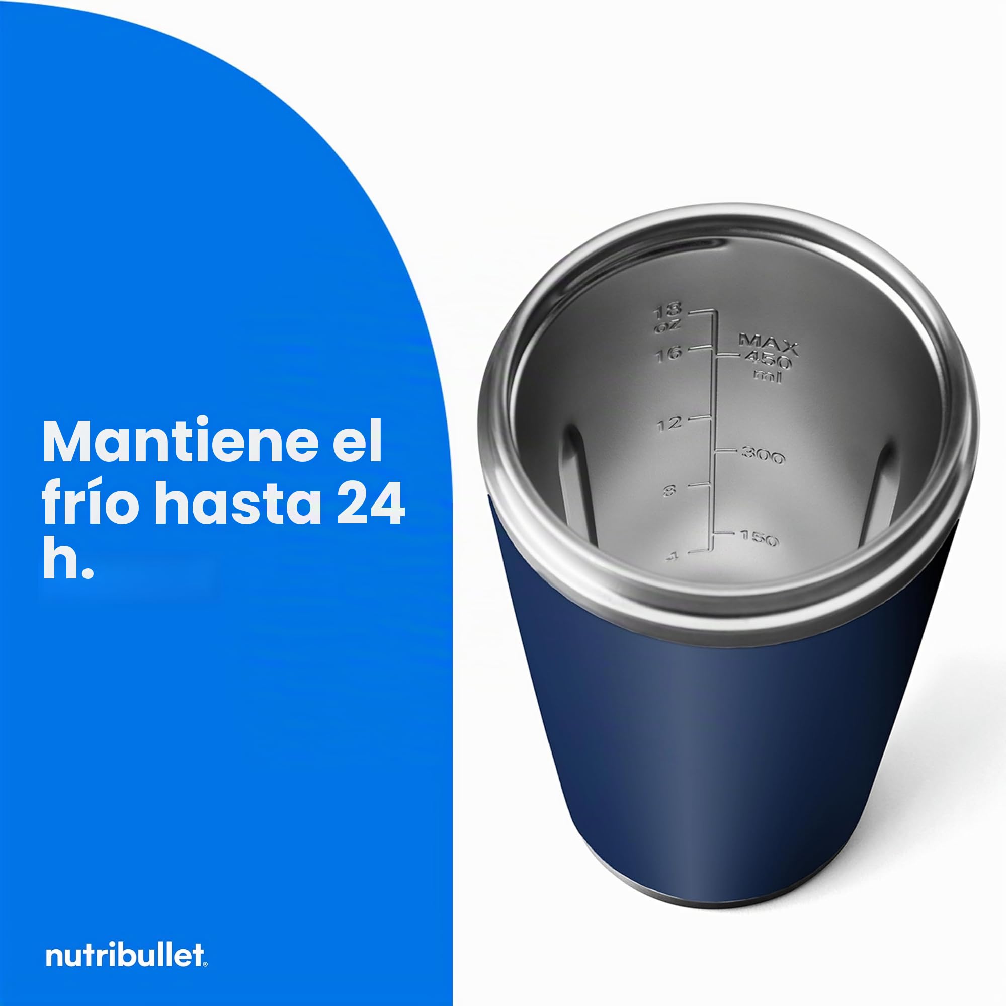 nutribullet Licuadora portátil Flip con taza aislada, índigo mate, NBPB50350IND