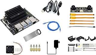 Waveshare Jetson Nano 4GB Development/Expansion Kit E Alternative Solution of B01 Kit with Carrier Board Jetson Nano Module Stereo Camera Cooling Fan Case Kit and so on (10 Items) for AI Projects