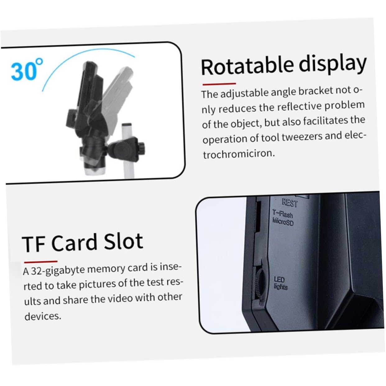 LCD Digitalmikroskop 8mp 1-1000 Stück mit 4, 3 Zoll Bildschirm | 2500mah Akku, Videoaufnahme und Auto Weißabgleich, Schwarz aus Abs und Aluminium Kunststoff