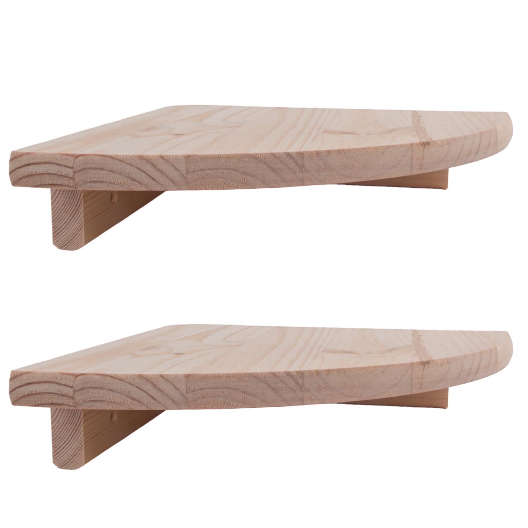 Woodeedoo Natural Small Wooden Corner Shelves 22 Cm / 8.6" | 2 Pack | Unfinished Pine Floating Wall-Mounted Display Storage Shelf