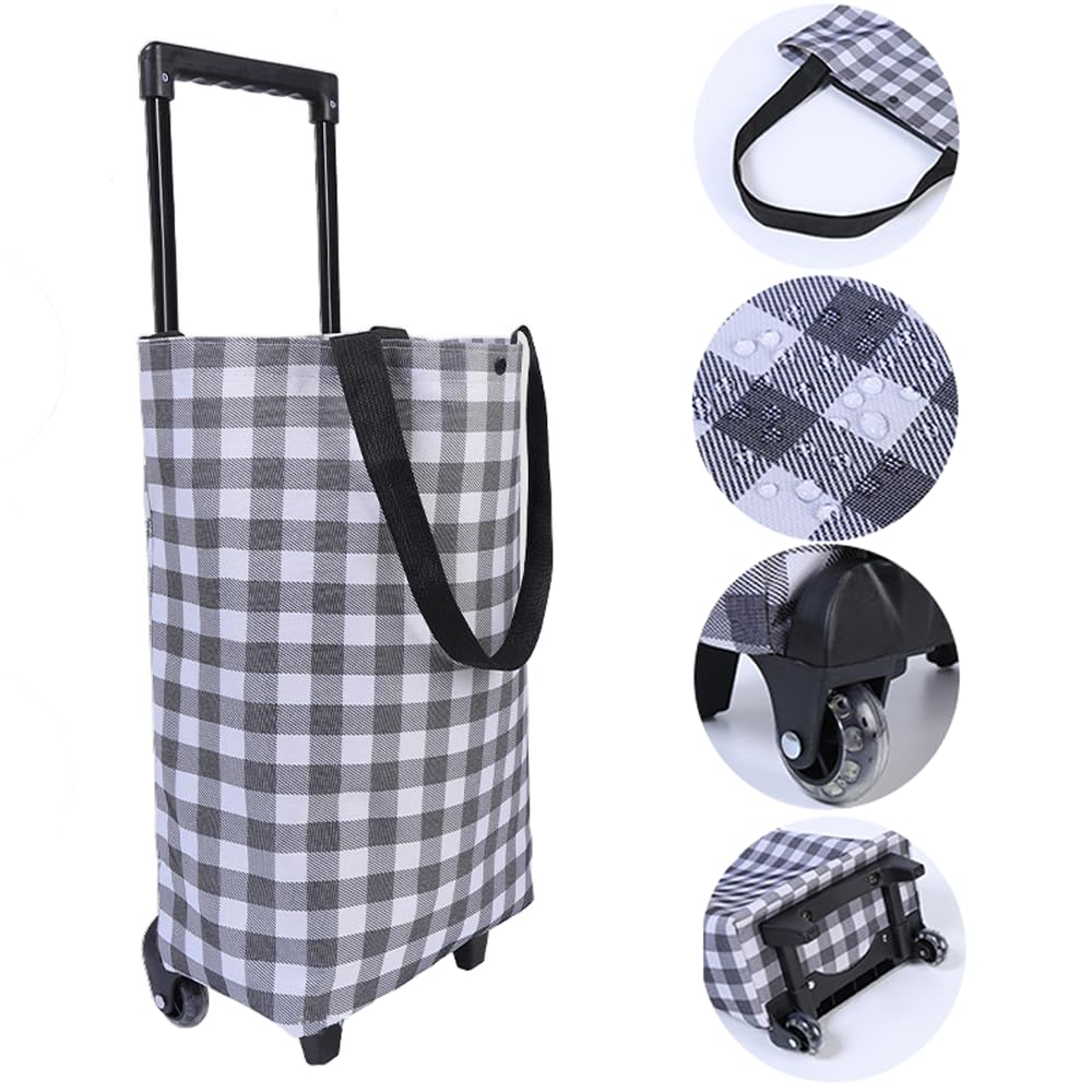 Rolling Shopping Bag, Small Shopping Cart with Wheels (HOSDZOU)