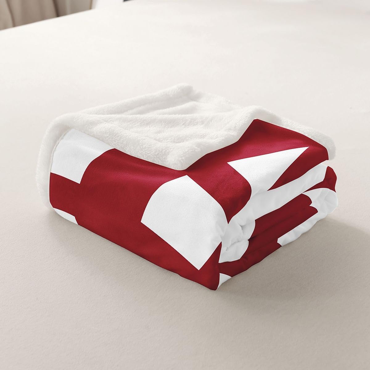 jejeloiu Red and White Fleece Throw Blanket Throw 50"x60" Geometric Stripe Plush Blanket for Bed Sofa Couch Modern Art Abstract Room Decorations