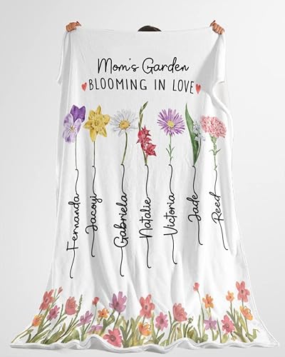 Miniatura 4 de Love Signal Mom's Garden - Manta personalizada para mamá con nombres de niños, manta de jardín para abuela, regalo de manta de Navidad para el día