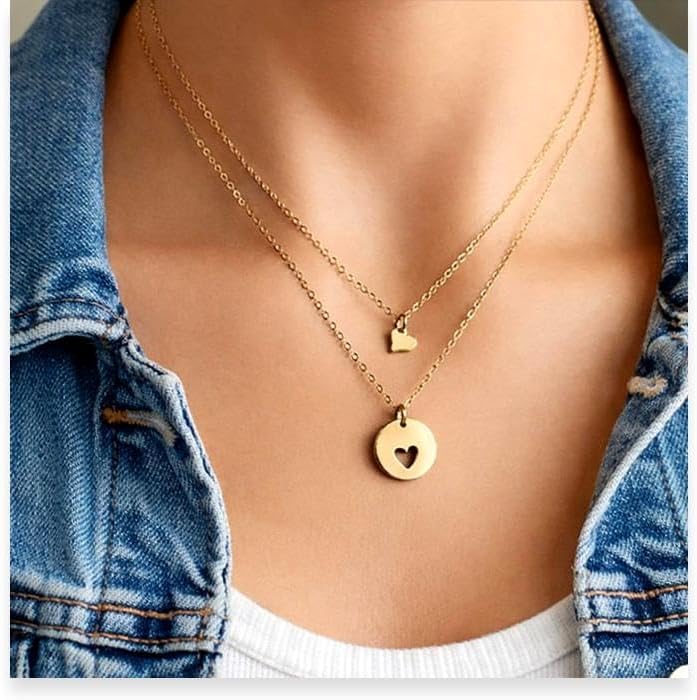Mother Daughter Necklace set, Tiny Hearts & cut out heart charm necklace, optional mother of two, mother of three, mother and daughters