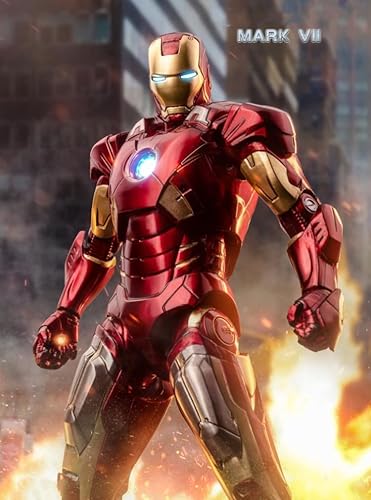 Miniatura 6 de Figura de acción UpIronman de 7 pulgadas, pintura de metal completa con muchos accesorios, juguete coleccionable (LED MK7)