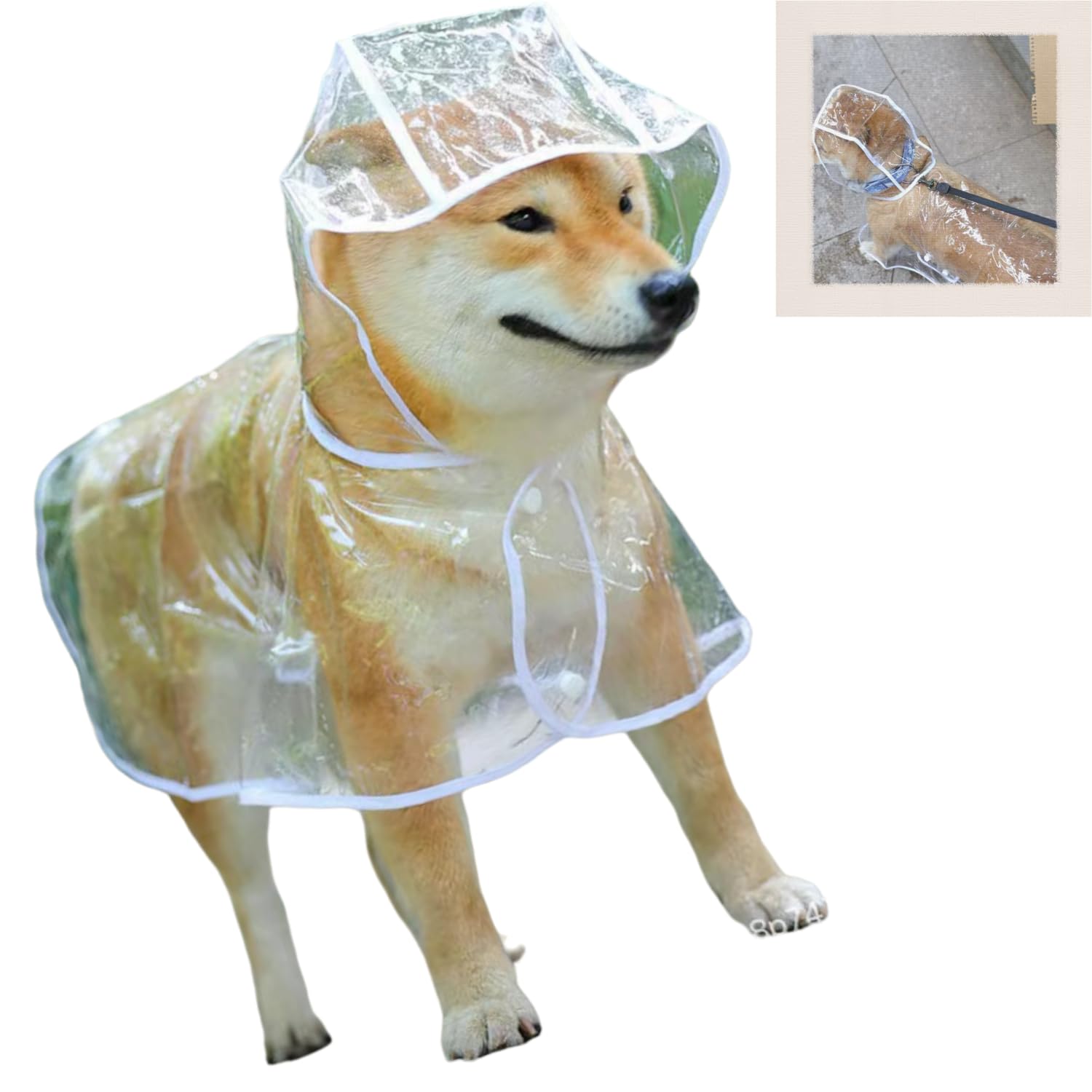 Imperméable pour Chien, Poncho de Pluie en PVC Transparent, Chien à Capuche, Vêtements de Pluie, Taille 52 cm