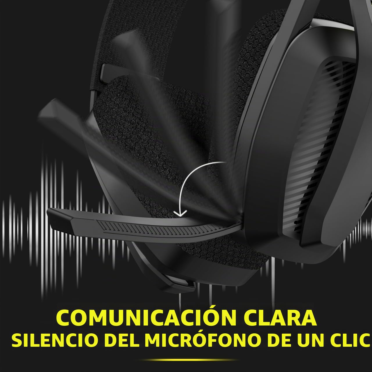 BINNUNE BW06 Cascos Gaming Inalambricos, Auriculares Gaming Inalambricos de 2.4G para PS5, PS4, PC, NS, Cascos PS5 con Sonido Estéreo Auriculares con Microfono, Duración 60Hr+,Negro