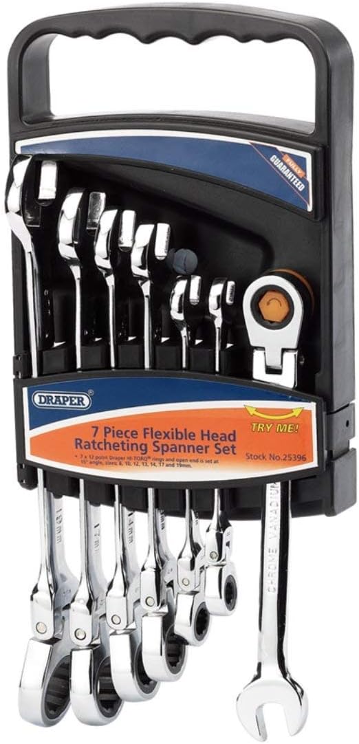 Best Quality 🔥 Hi-Torq Metric Flexible Head Ratcheting Combination Spanner Set (7 Piece)