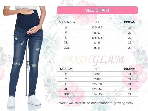 Miniatura 6 de POSHGLAM Jeans de maternidad para mujer, cómodos pantalones de mezclilla ajustados y elásticos para embarazo