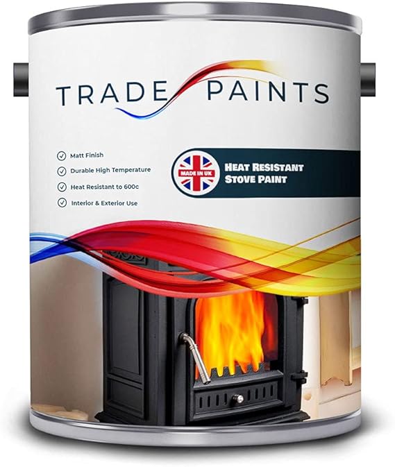 Heat Resistant Stove Wood Burner Fireplace Enamel Paint Matt Black