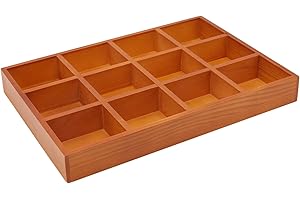 Juvale 12-Compartment Wooden Drawer Organizer: Divided Tray for Arts and Crafts, Office, and Home