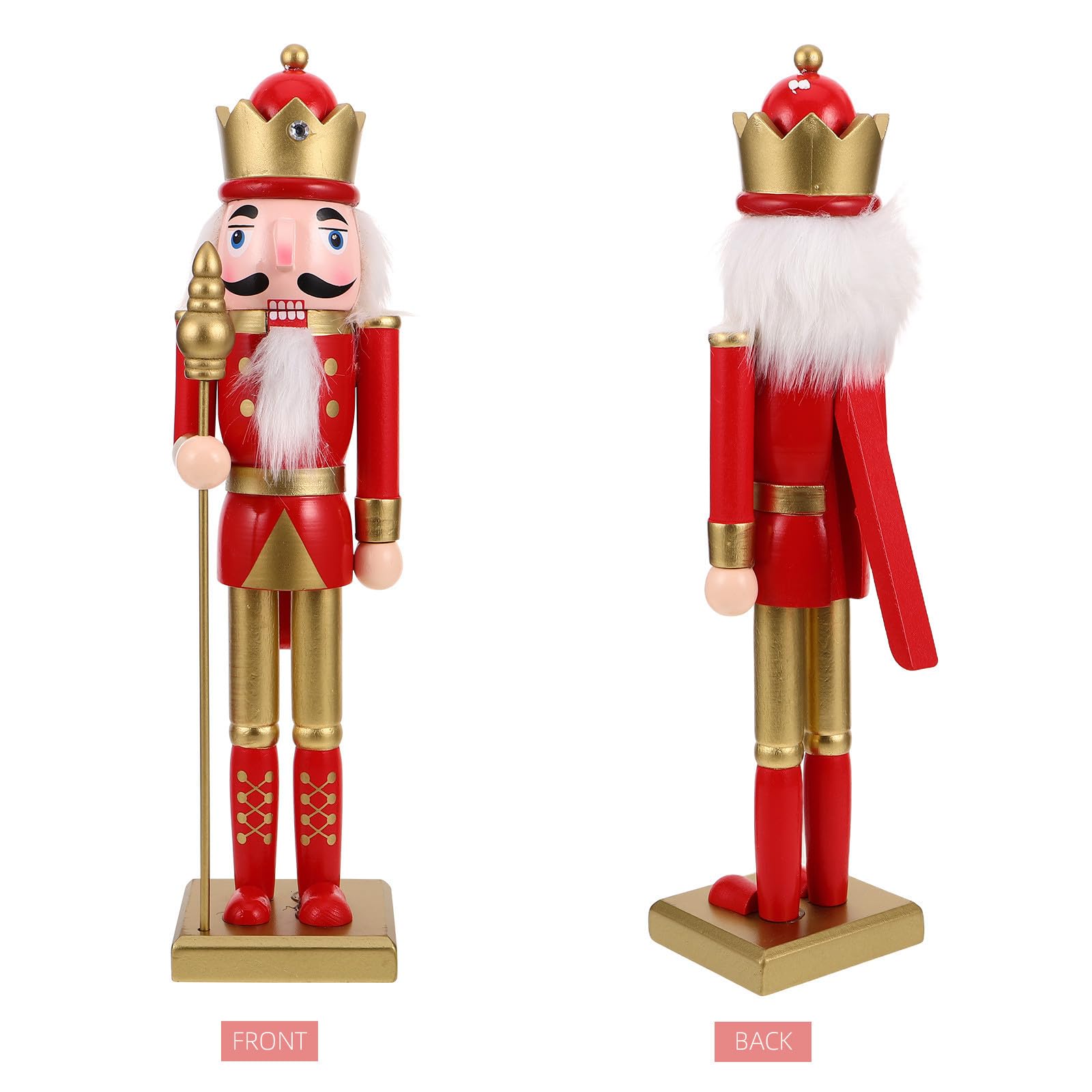 FRCOLOR 3 Stück Weihnachts Nussknacker Statue, 38cm, Rot, Stabile Basis