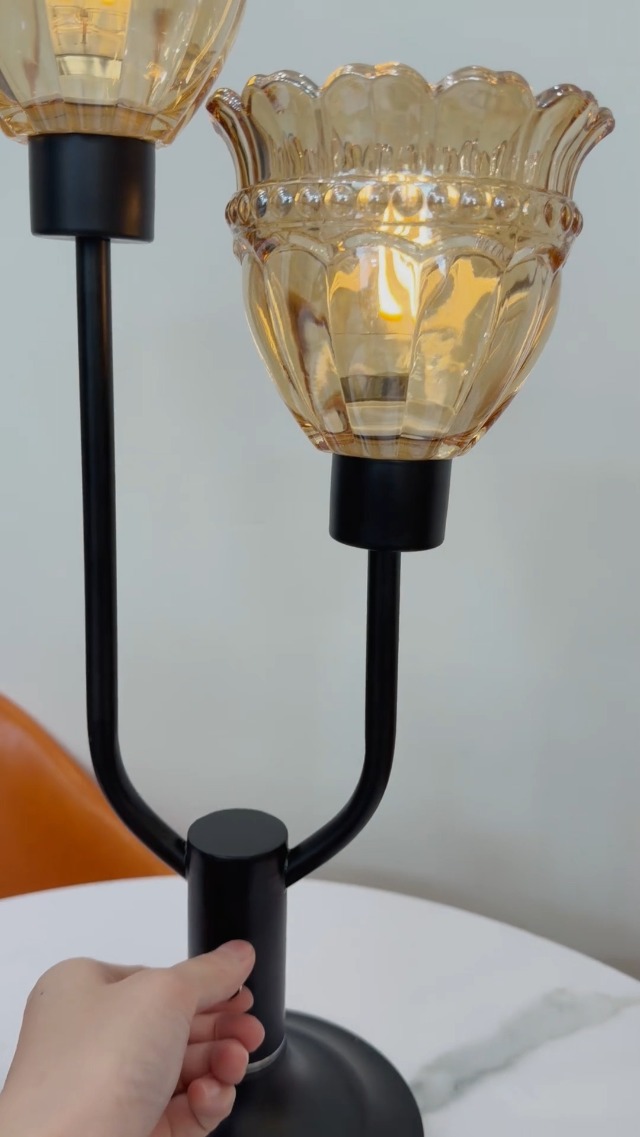 Image of Lightdot Mid Century Modern Table Lamp Dimmable Vintage Black Glass Lamp