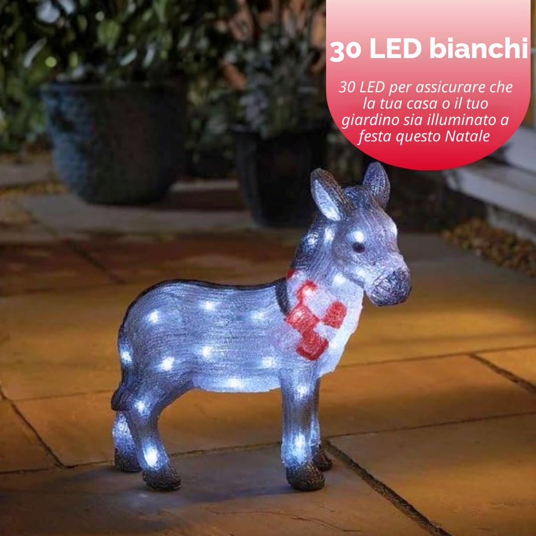 Marco Paul Interiors Decorazione natalizia in acrilico a LED, per interni ed esterni, decorazione natalizia che si illumina da giardino, decorazione festiva, statuetta pre-illuminata a forma di