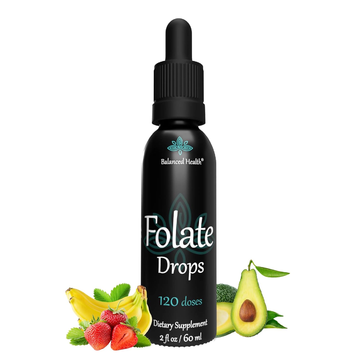 Gotas de Ácido Fólico - 120 Porções, 56g, Sabor Butterscotch, Suplemento de 500mcg L-5-MTHF