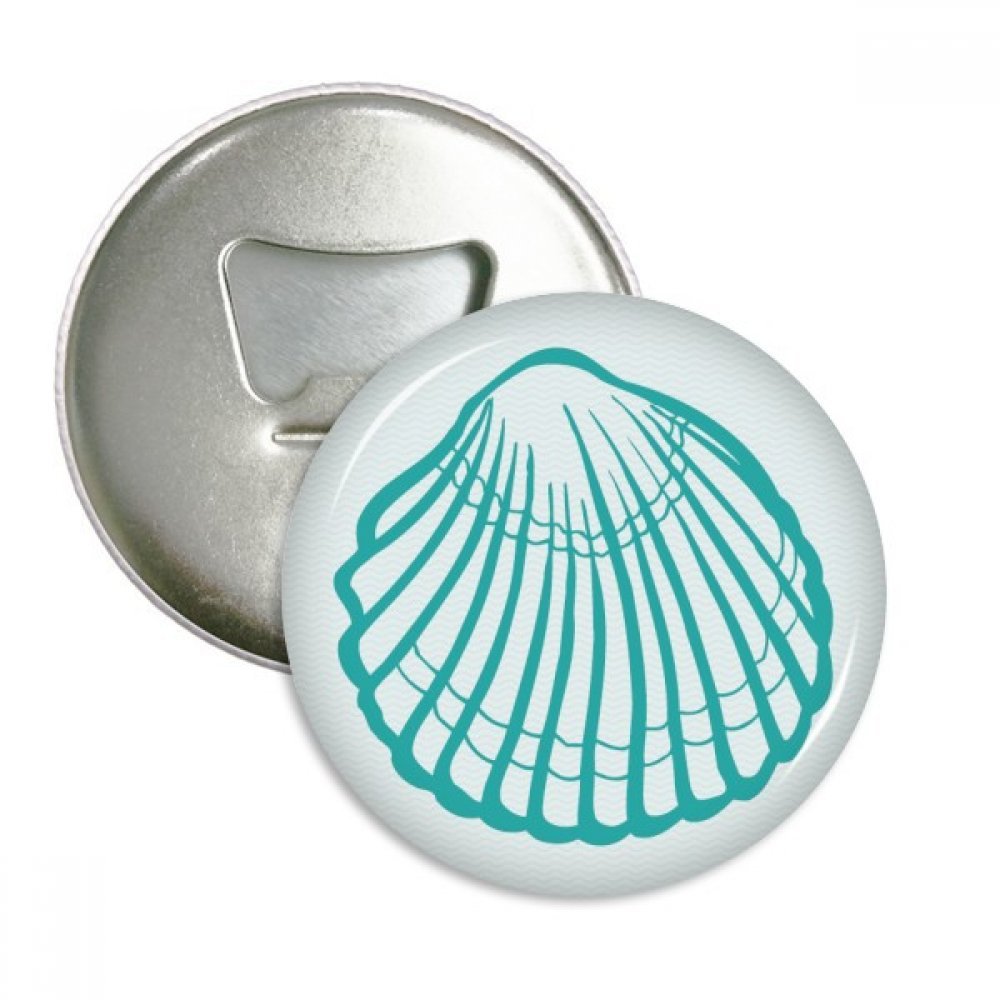 Décapsuleur aimanté pétoncle et badge rond magnet frigo vert 3pcs