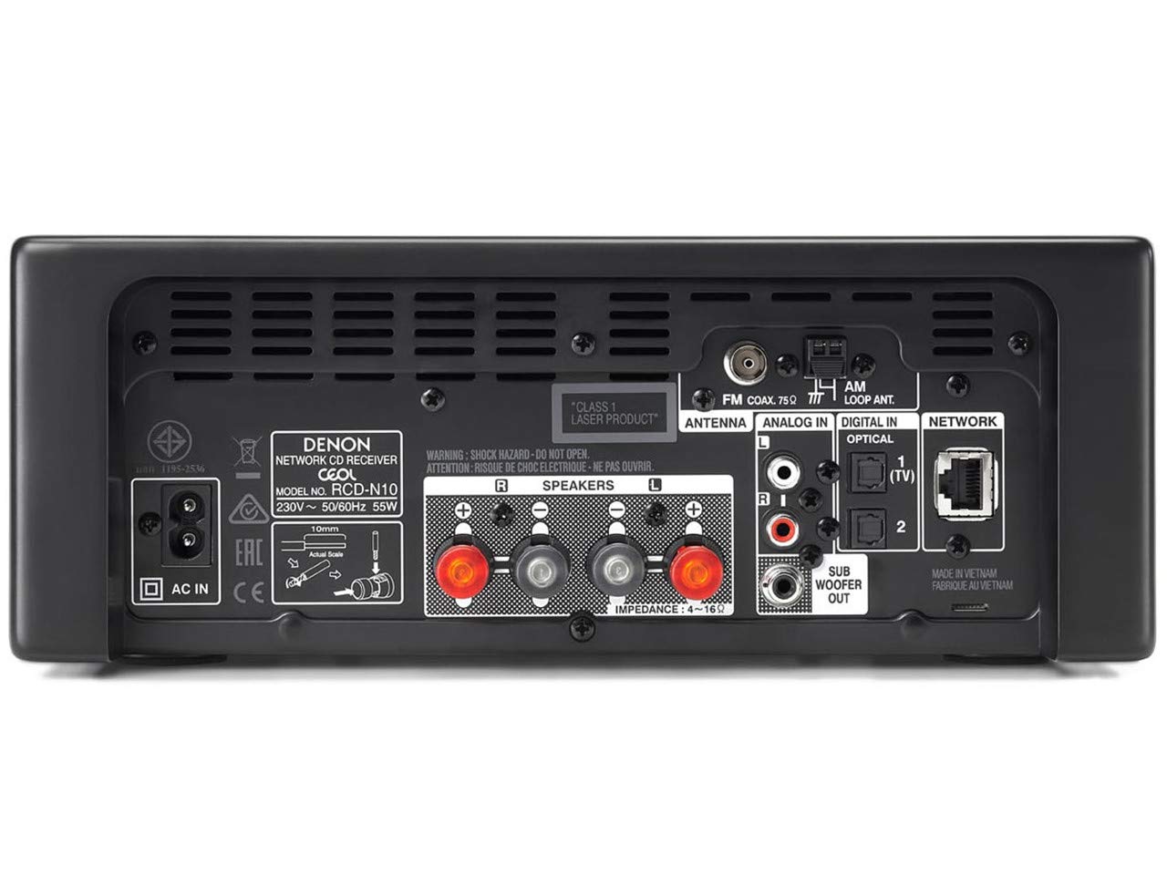Denon N-10BK Mini impianto audio domestico Bluetooth Nero 130 W, AIFF,ALAC,DSD,FLAC,WAV