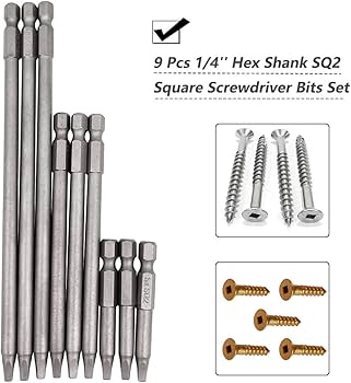 Saipe Set of 9 Pieces Magnetic SQ2 Square Head Screwdriver