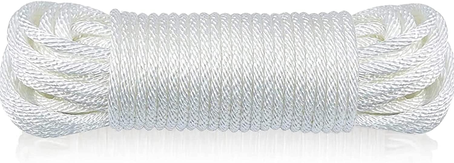 1/4" Flagpole Halyard Rope - Solid Braid Polyester Flag Halyard Line Designed for Flag Pole (80 Feet)