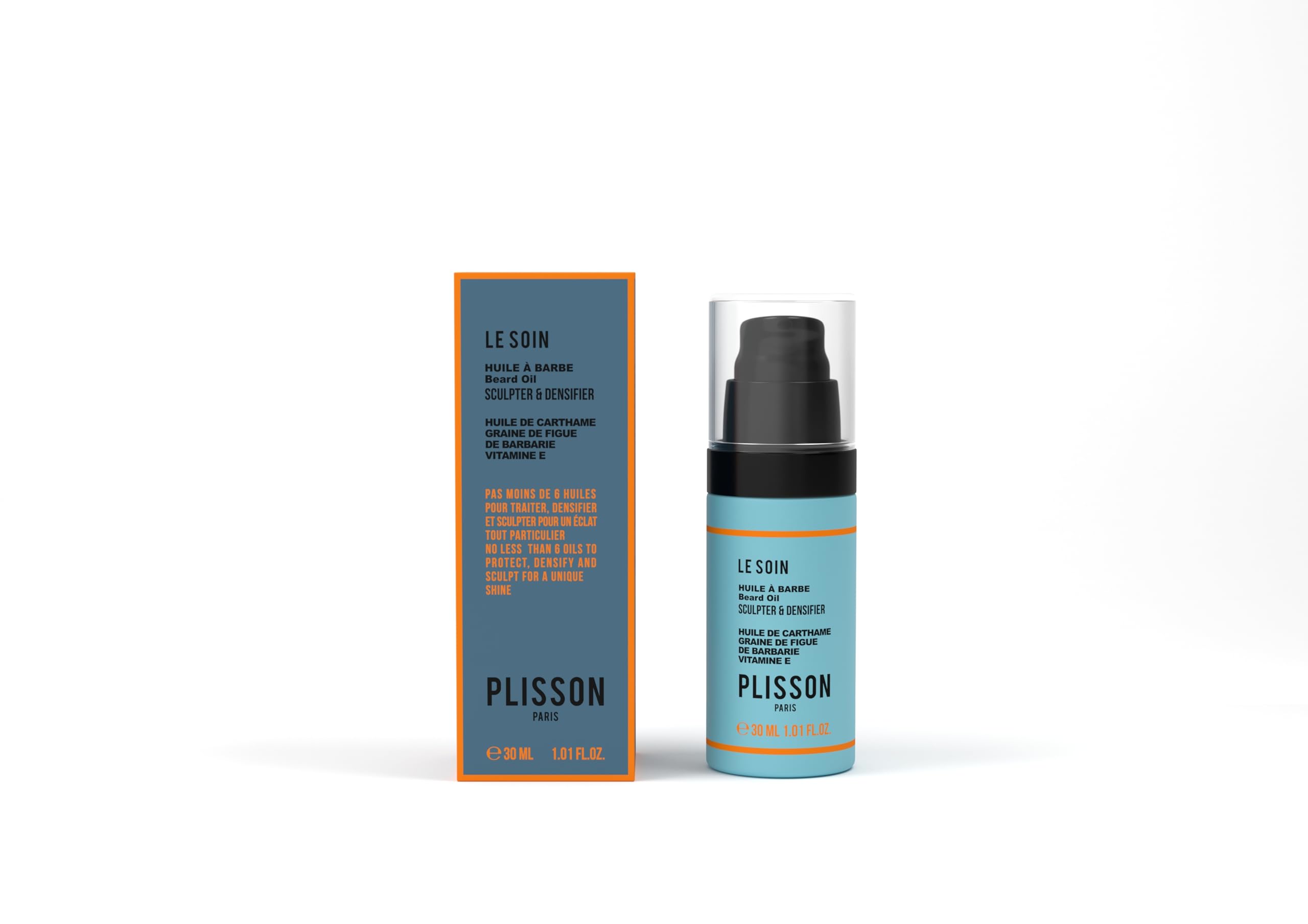 Plisson - Huile à Barbe aux 6 Huiles, Enrichie à la Vitamine E Naturelle - 99% d’Ingrédients d’Origine Naturelle - Fabrication Française - 30 ml