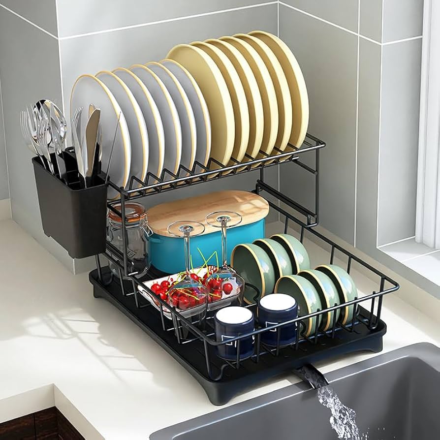 ステンレス製二段食器ラック Amazon｜ディッシュラック2段、水切りラック、さびにくい 食器