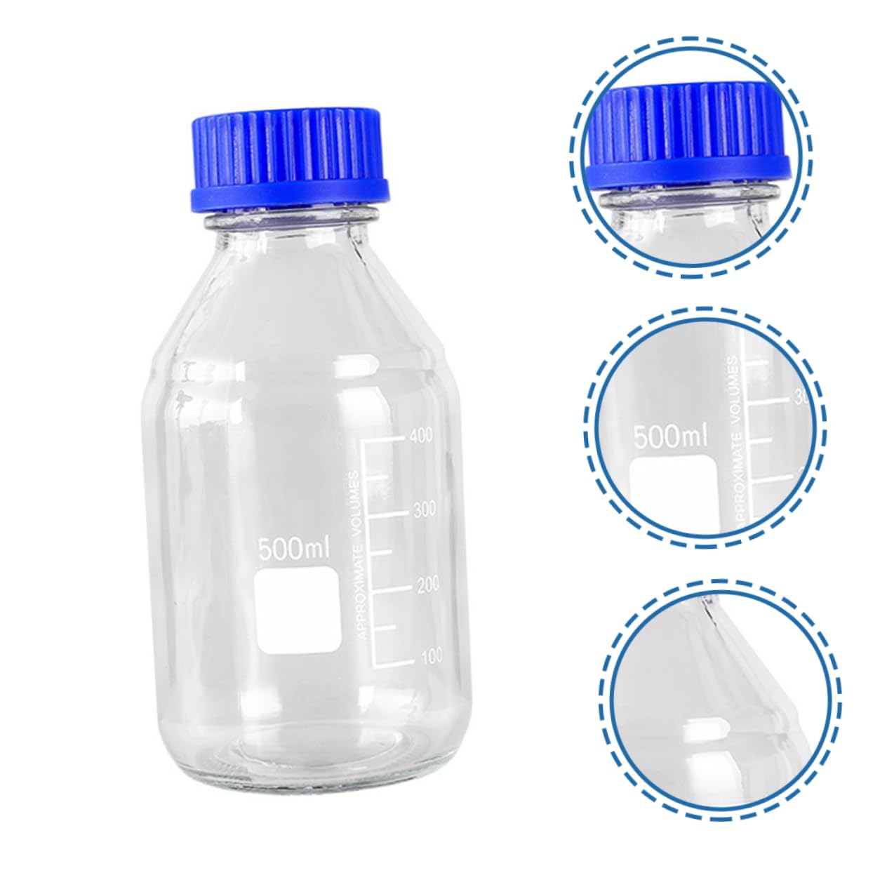 VALICLUD Glasreagenzflasche 500ml mit Schraubverschluss für Labor