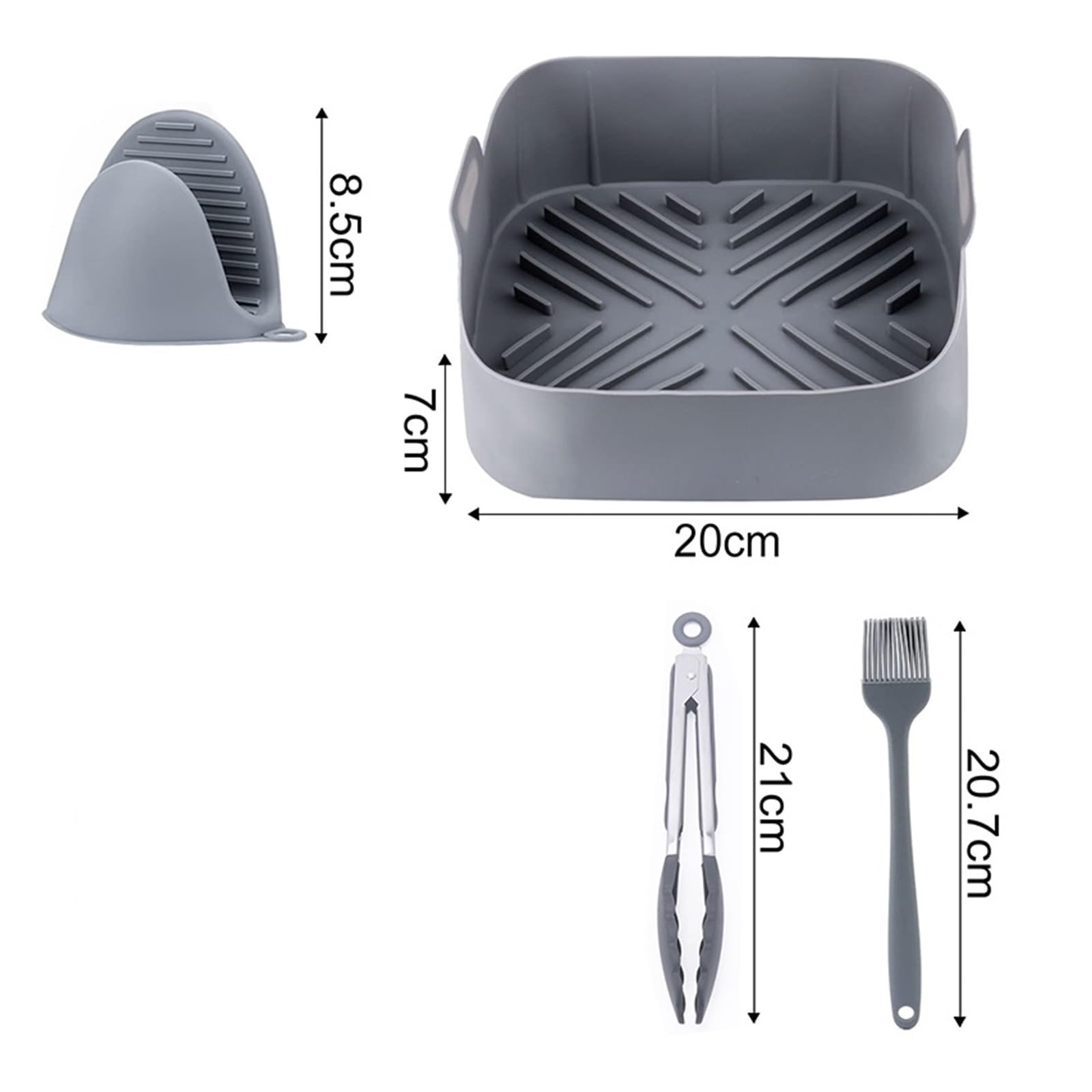 8 pulgadas, Compatible con freidora de aire, juego bandeja cesta silicona, cuadrada antiadherente, revestimientos for hornear, accesorios cocina y horno(Mold)