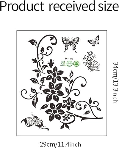 Miniatura 6 de WAFT YEARN Pegatinas de PVC removibles para tapa de asiento de inodoro, diseño de flores, mariposas, para baño, decoración artística (flores y