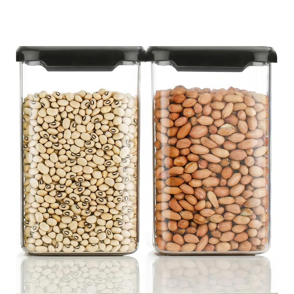 Plastic 1100Ml Airtight Containers Set For Kitchen Storage And Containers Box For Pantry Organization And Container For Kitchen Storage Set, Kitchen Accessories (Pack Of 2) Black (B0DDXBDR5L) Amazon Price History, Amazon Price Tracker