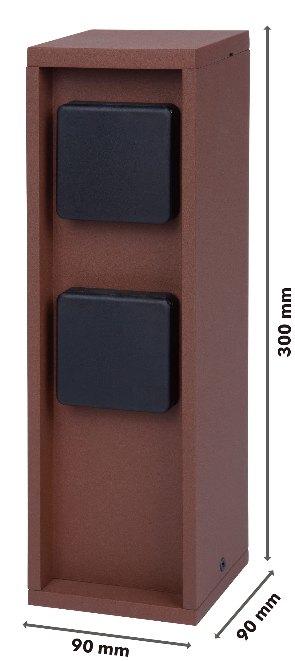 BOLD 19370 Pado presa elettrica esterna da giardino (colonna di alimentazione) con spina a 2 prese in colore ruggine (colonna di alimentazione esterna IP44 | 3680 Watt | angolare | 30 x 9 x 9 cm)