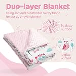 Owl Couverture enfant - Soft Kids lancer des couvertures Minky avec dos pointillé pour les filles - Couverture de crèche pour enfants 30x40 pour fille