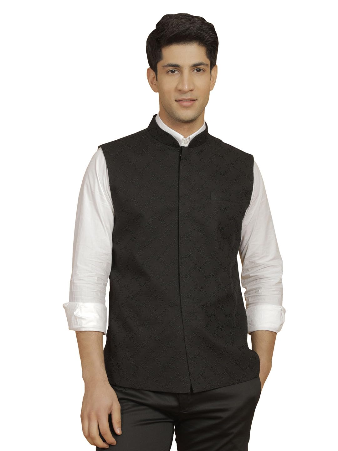Men's Cotton Nehru Jacket I Allover Embroidered Jacket Regular Nehru Jacket I Fastive Party Wedding Neharu Jackets-image-7