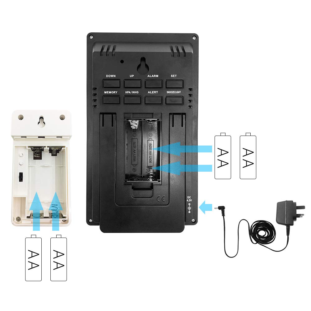 Battery installation for Protmex PT3374 main unit and outdoor sensor