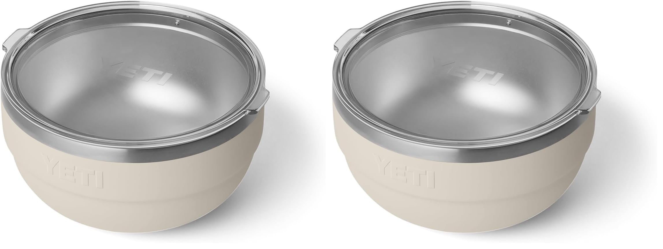 YETI Rambler Bowl, Vacuum Insulated, Stackable and Nestable Stainless Steel Bowl with Lid, 2 Quart, Cape Taupe (Pack of 2)
