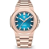 Pagani Design Automatic Watch for Men, Rose Gold 40mm Stainless Steel Minimalist Analog Gift Wristwatch with Synthetic Sapphire Dial Glass,100m Waterproof