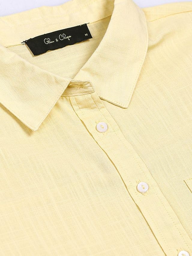 Image of Glam & Chique Women's Relaxed Fit Spread Collar Solid Casual Shirt S-2XL